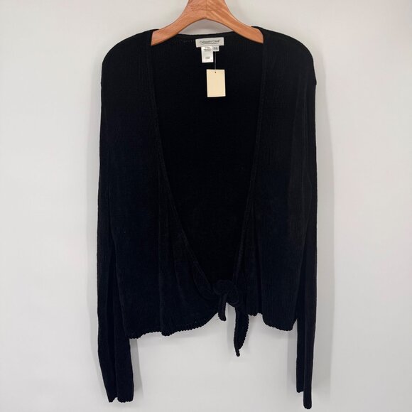 Coldwater Creek Black Tie Front Chenille Cardigan size  XL Womens Knit USA new - Picture 5 of 10